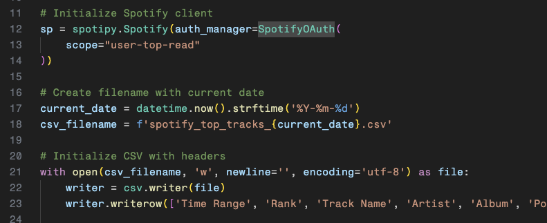 Spotipy code